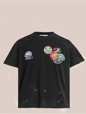 Found Black Patch-Detail Crewneck T-Shirt